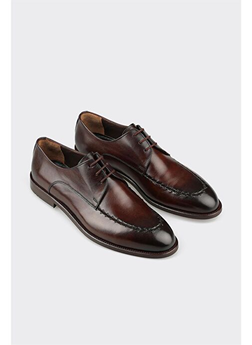 Elle Kahverengi Erkek Deri Klasik Ayakkabı GEONG - Görsel 3