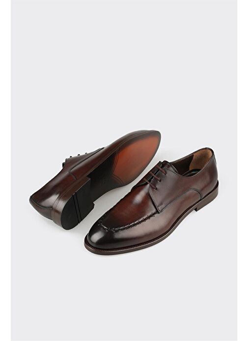 Elle Kahverengi Erkek Deri Klasik Ayakkabı GEONG - Görsel 4