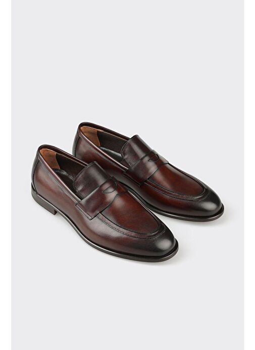 Elle Kahverengi Erkek Deri Klasik Ayakkabı OTERO - Görsel 3