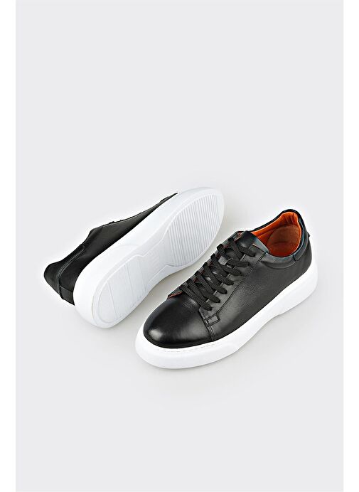 Siyah Deri Erkek Günlük Ayakkabı - Görsel 4