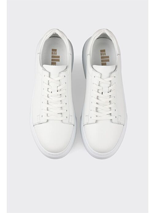 Beyaz Deri Erkek Günlük Ayakkabı - Görsel 5