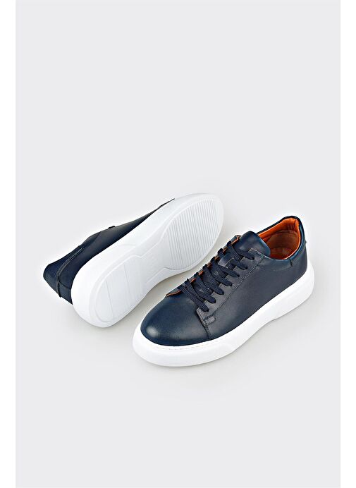 Elle Lacivert Erkek Deri Günlük Ayakkabı TARAJO - Görsel 4