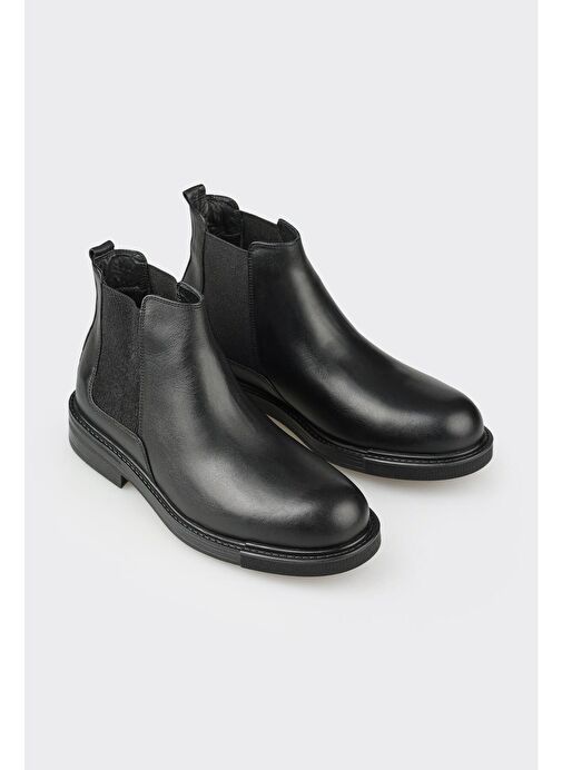 Siyah Deri Erkek Günlük Bot - Görsel 3