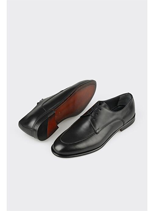 Siyah Deri Erkek Klasik Ayakkabı - Görsel 4