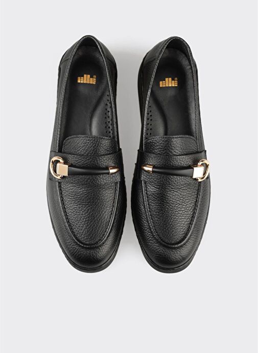 Siyah Deri Kadın Günlük Ayakkabı - Görsel 5