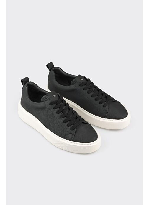 Siyah Deri Erkek Spor Ayakkabı - Görsel 3