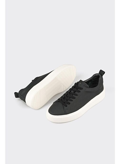 Siyah Deri Erkek Spor Ayakkabı - Görsel 4