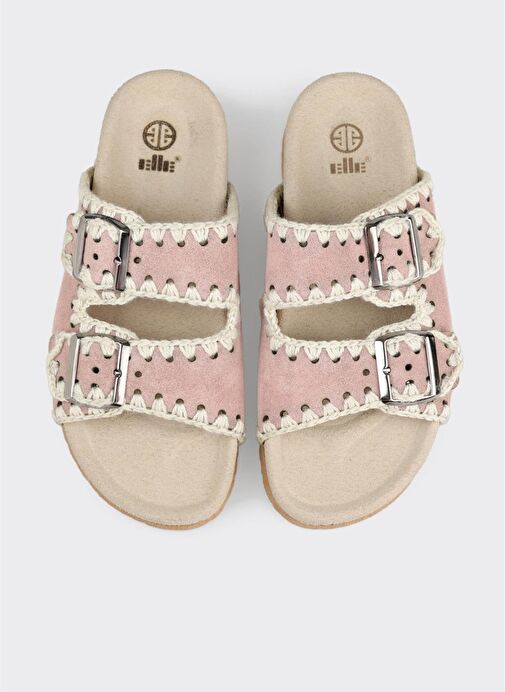 Pudra Deri Kadın Düz Terlik - Görsel 5