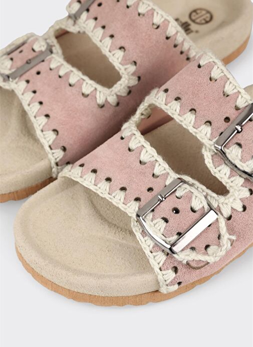 Pudra Deri Kadın Düz Terlik - Görsel 6