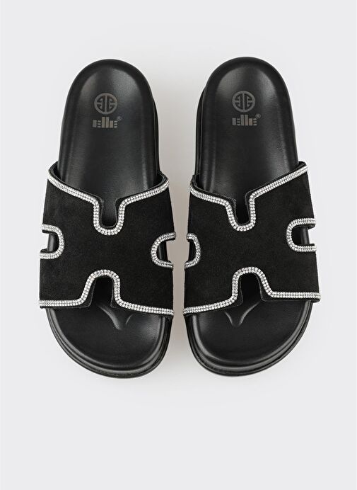 Siyah Deri Kadın Spor Terlik - Görsel 5