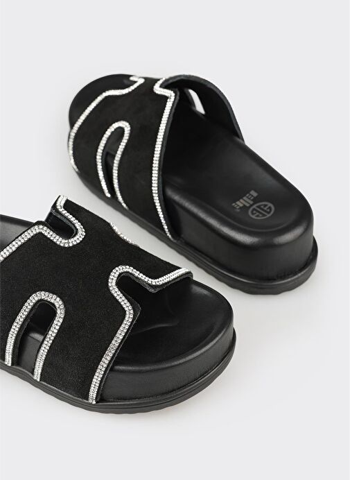 Siyah Deri Kadın Spor Terlik - Görsel 6