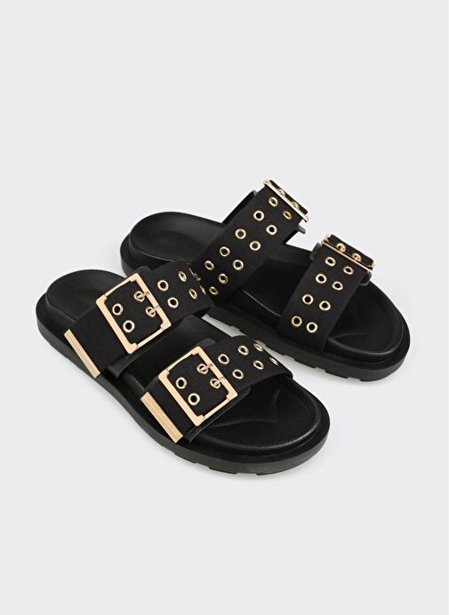 Siyah Kadın Düz Terlik - Görsel 3