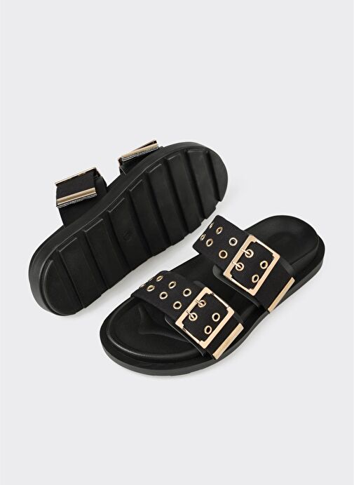 Siyah Kadın Düz Terlik - Görsel 4