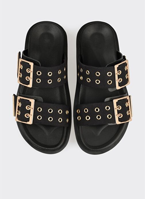 Siyah Kadın Düz Terlik - Görsel 5