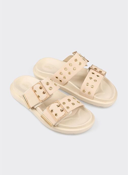 Bej Kadın Düz Terlik - Görsel 6