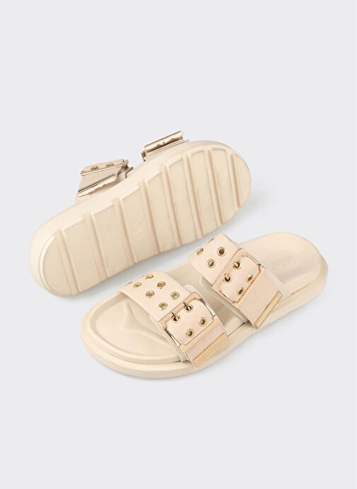 Bej Kadın Düz Terlik - Görsel 9