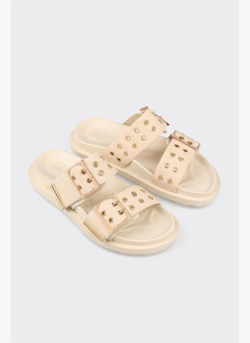 Bej Kadın Düz Terlik - Görsel 4