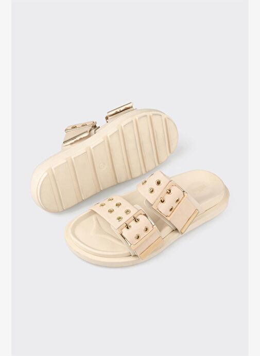 Bej Kadın Düz Terlik - Görsel 7