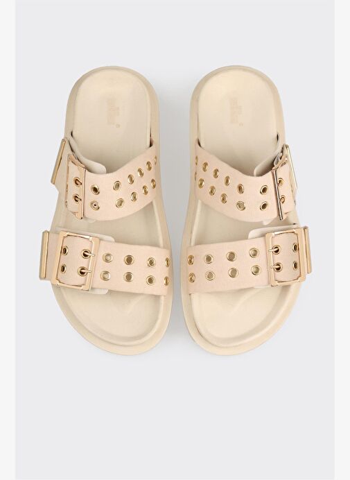 Bej Kadın Düz Terlik - Görsel 8