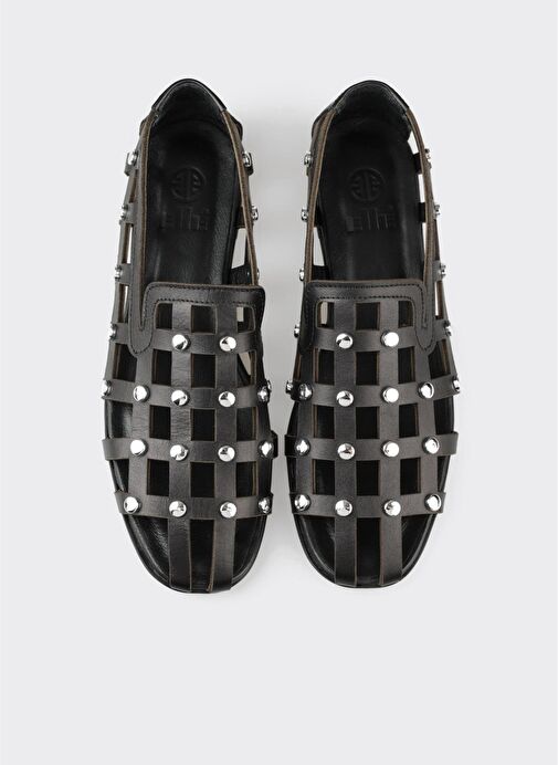 Siyah Deri Kadın Günlük Ayakkabı - Görsel 5