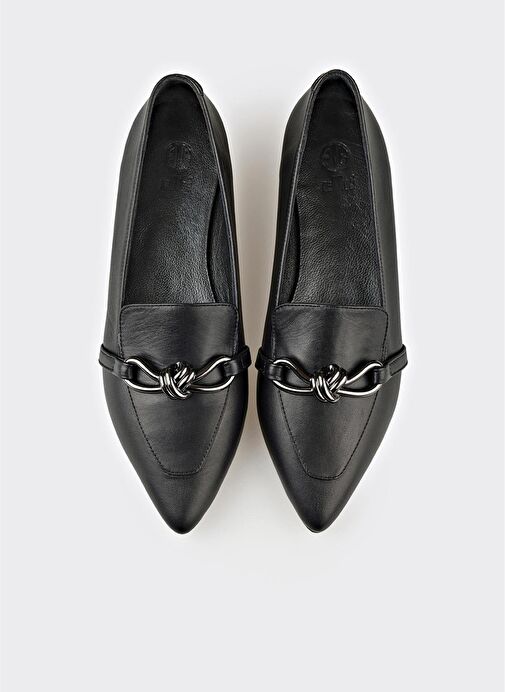 Siyah Deri Kadın Günlük Ayakkabı - Görsel 5