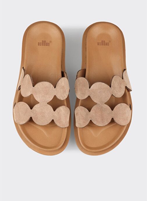 Vizon Deri Kadın Düz Terlik - Görsel 5