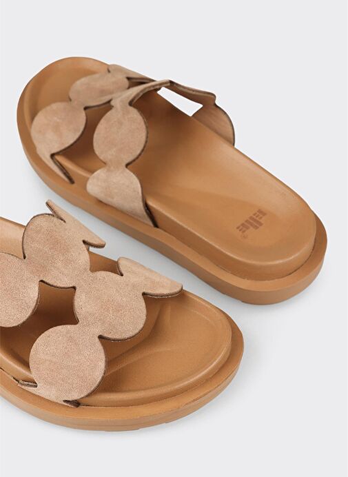 Vizon Deri Kadın Düz Terlik - Görsel 6