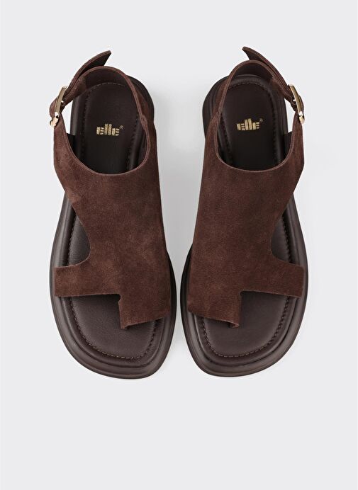 Kahve Deri Kadın Parmak Arası Sandalet - Görsel 5