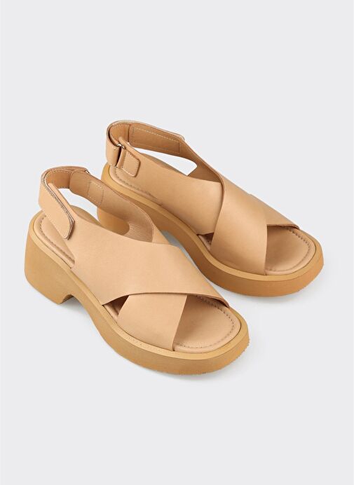 Naturel Deri Kadın Günlük Sandalet - Görsel 3
