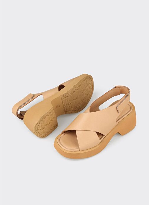 Naturel Deri Kadın Günlük Sandalet - Görsel 4