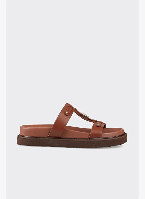 Kahve Deri Kadın Spor Terlik - Görsel 2