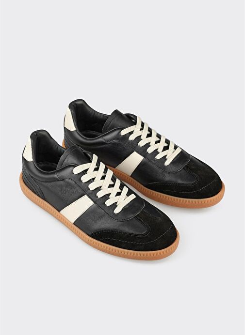 Siyah Deri Kadın Spor Ayakkabı - Görsel 3