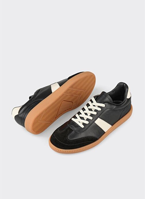 Siyah Deri Kadın Spor Ayakkabı - Görsel 4