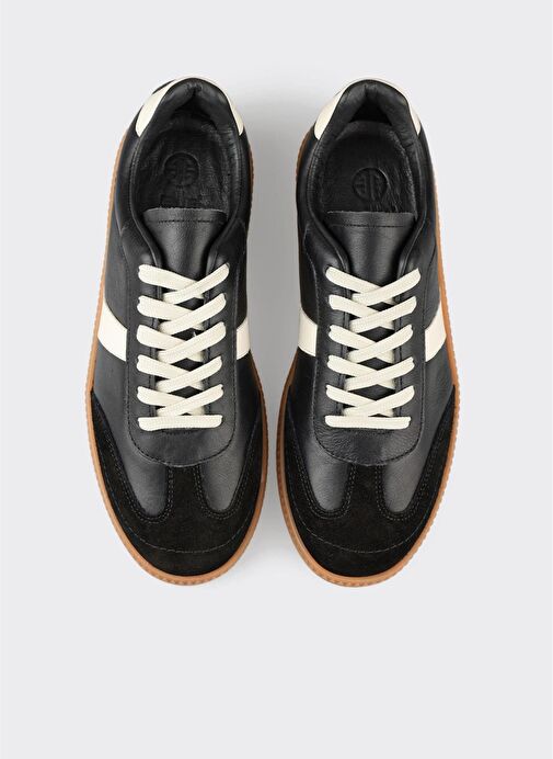 Siyah Deri Kadın Spor Ayakkabı - Görsel 5