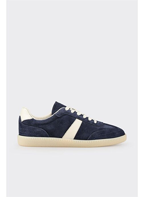 Lacivert Deri Kadın Spor Ayakkabı - Görsel 2