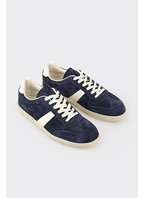 Lacivert Deri Kadın Spor Ayakkabı - Görsel 3