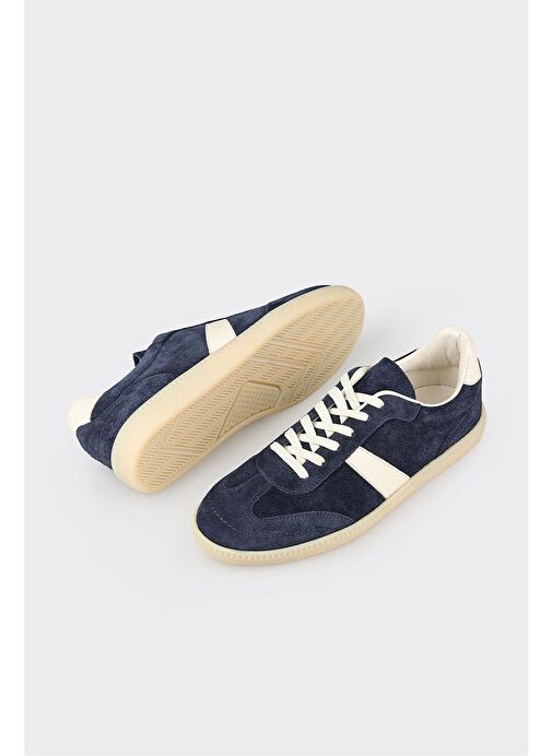 Lacivert Deri Kadın Spor Ayakkabı - Görsel 4