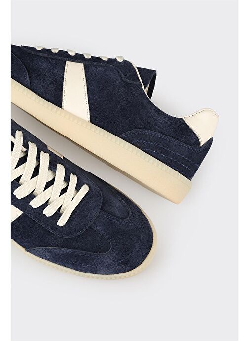 Lacivert Deri Kadın Spor Ayakkabı - Görsel 6