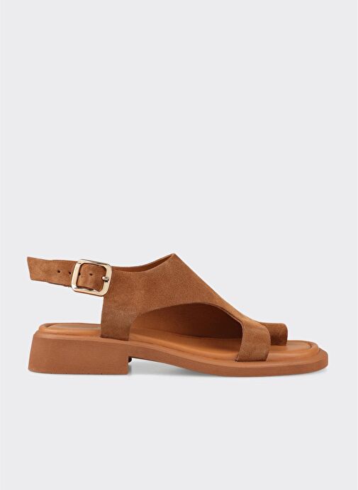 Taba Deri Kadın Parmak Arası Sandalet - Görsel 2