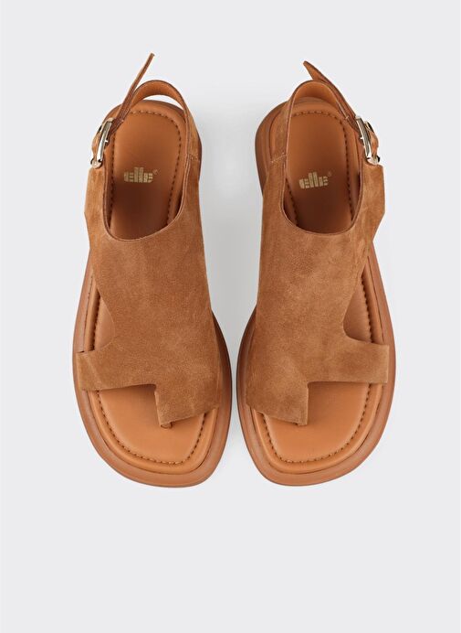 Taba Deri Kadın Parmak Arası Sandalet - Görsel 5