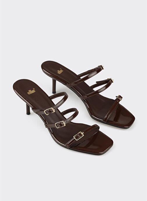 Kahve Kadın Topuklu Terlik - Görsel 3