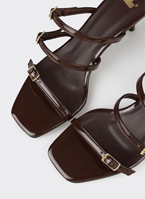 Kahve Kadın Topuklu Terlik - Görsel 5