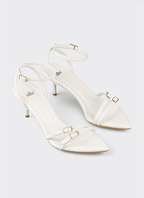 Beyaz Kadın Topuklu Sandalet - Görsel 3
