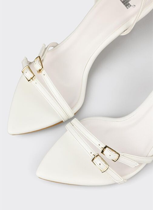 Beyaz Kadın Topuklu Sandalet - Görsel 5