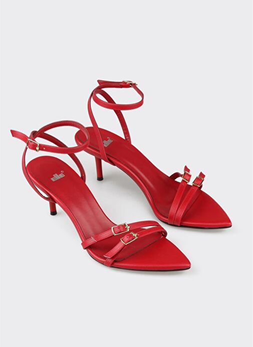 Kırmızı Kadın Topuklu Sandalet - Görsel 3