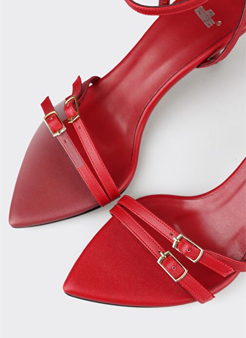Kırmızı Kadın Topuklu Sandalet - Görsel 5