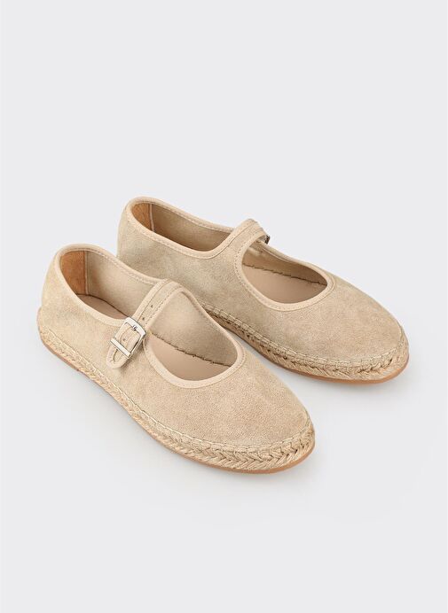Bej Deri Kadın Espadril - Görsel 3