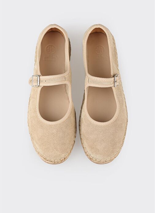 Bej Deri Kadın Espadril - Görsel 5