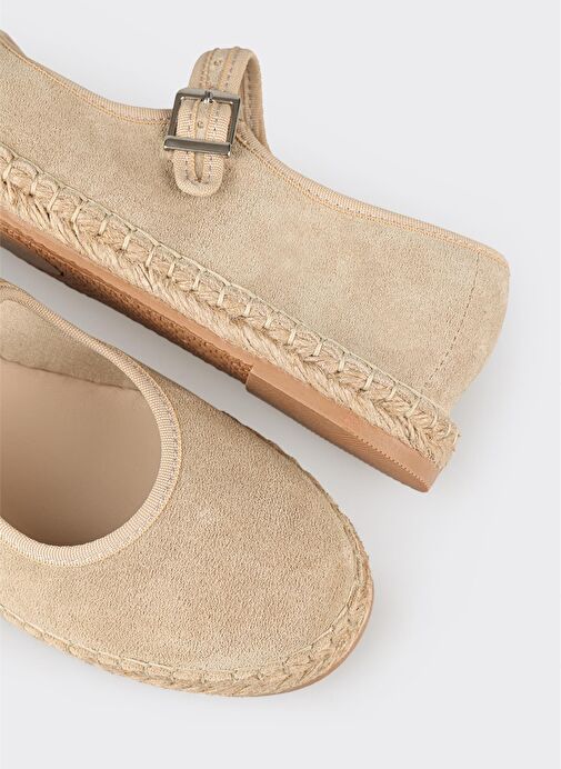 Bej Deri Kadın Espadril - Görsel 6