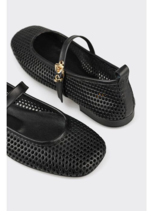 Elle Siyah Kadın Deri Babet GERMIN - Görsel 6